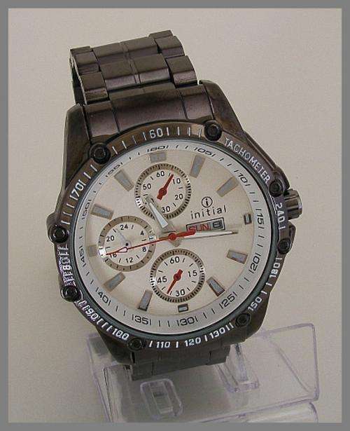 MENS INITIAL GUN METAL WATCH