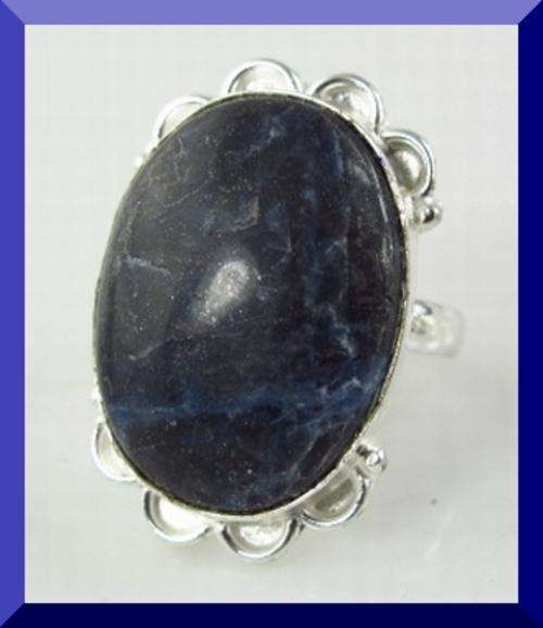*R1* - NAVY BLUE SODALITE SILVER RING - SIZE : 7.75