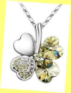 4 LEAF CLOVER YELLOW SWAROVSKI ELEMENTS PENDANT & CHAIN