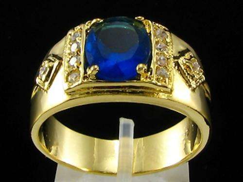 *R1* - MENS 18KGP SAPPHIRE RING - SIZE 8.5