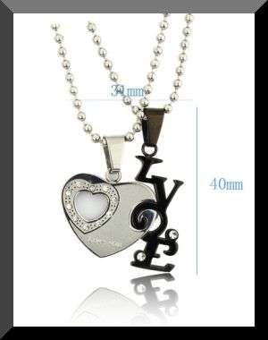 COUPLES STAINLESS STEEL "LOVE" PENDANT & CHAIN SET