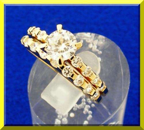 ELEGANT 18K GOLD EP CZ RING SET - SIZE 9