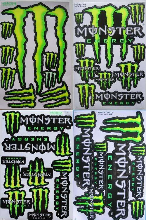 4 x A4 MONSTER ENERGY RACING Decal STICKER Vinyl (Quads)(Scooter)(Off roads)(cars)(Road Bikes)