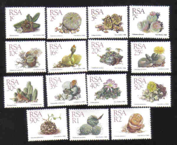 RSA 1988 5th Definitive issue Succulents set of 15 mint