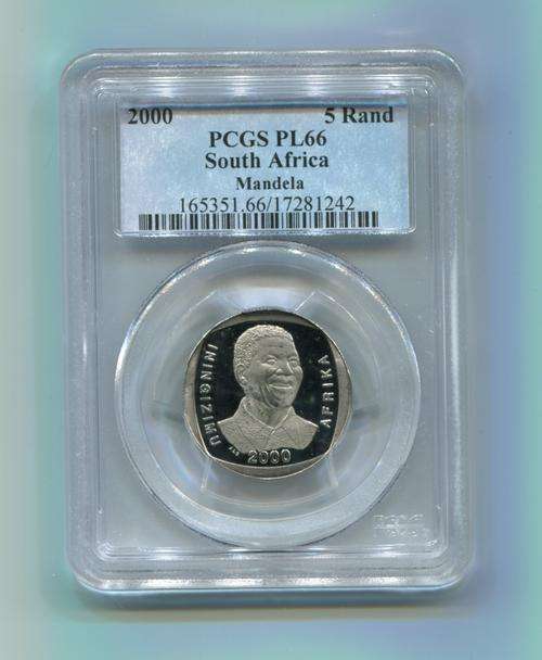 PL66  PROOF LIKE PL 66 PCGS  Graded Nelson Mandela R5 2000 Coin SMILEY