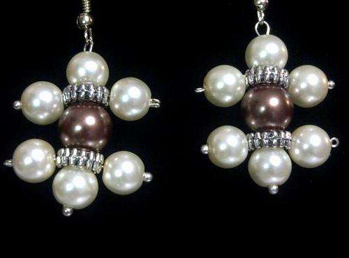 Brown and cream pearl rotating earrings