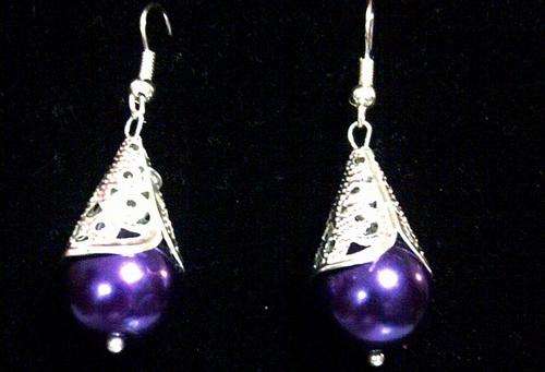 Long Purple and silver earrings