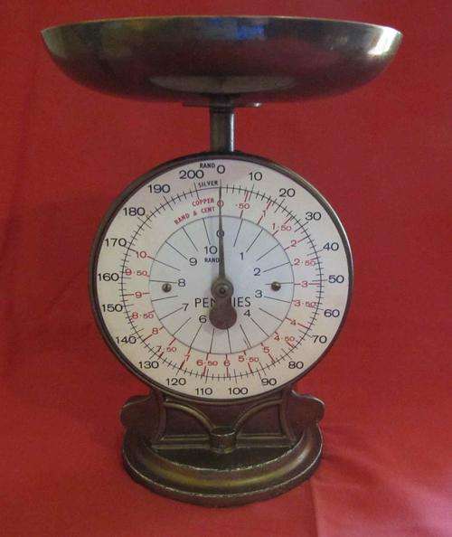 Vintage Banker's Coin Scale in Pennies and Rand