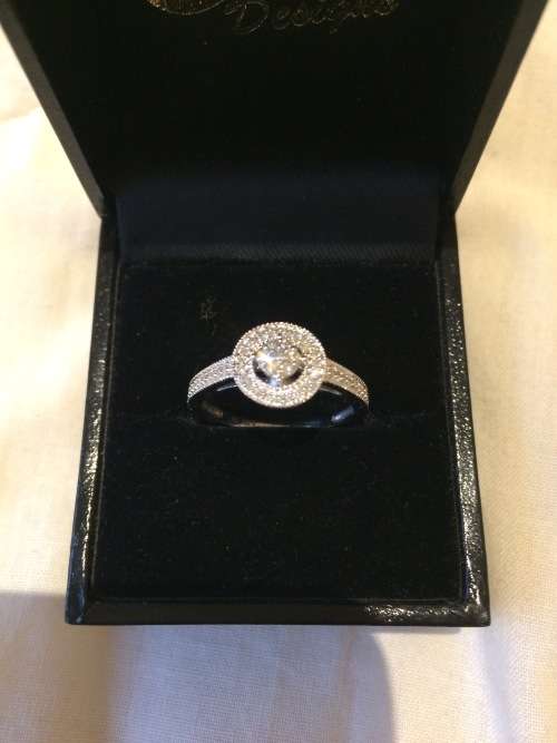 9ct White Gold Diamond Ring & Band - Total 60 Diamonds
