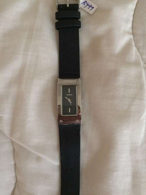 TEMPO Ladies SLEEK watch - SOFT Black Leather Strap