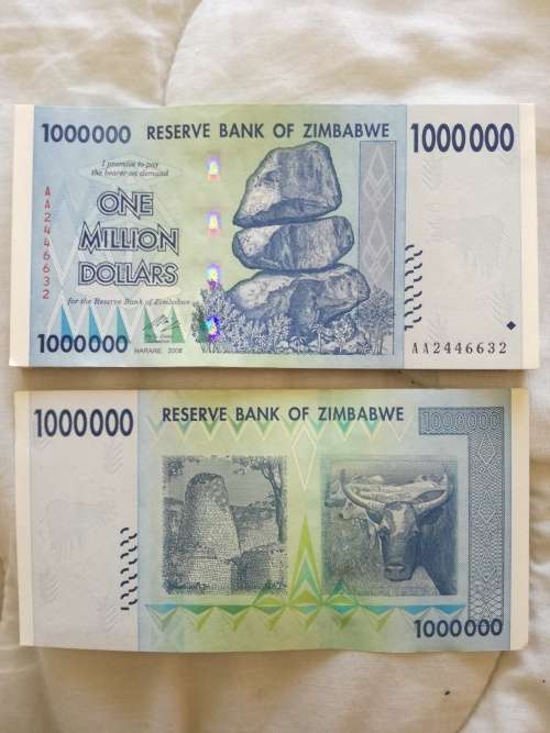 Zimbabwe Million Dollar  UNC Notes - AA Prefix