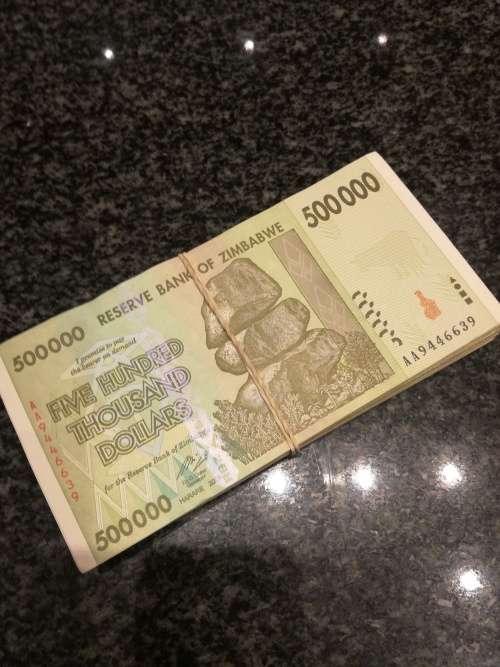 Zimbabwe Dollars - 500 Thousand dollars - bid per note