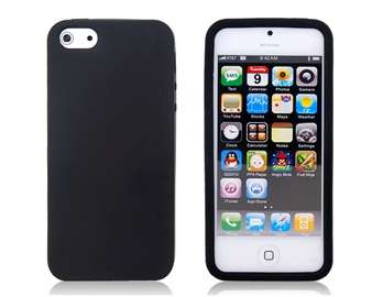 ** SILICONE GEL CASE / COVER FOR APPLE iPHONE 5 - BLACK **