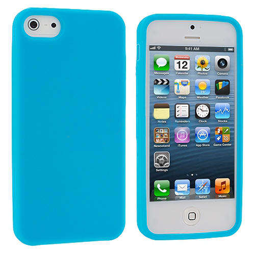 ** SILICONE GEL iPHONE 5 / 5S CASE / COVER - SKY BLUE **