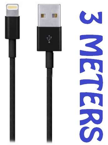 ** 3 Meter iPhone 5 / iPad 4 / iPad Mini USB Data Sync Lightning Charger / Sync Cable  **