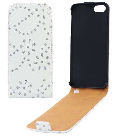 **  Front Flip Glitter Protective Case for iPhone 5 / 5S - WHITE **