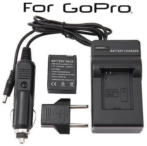 1050mAh Li-ion Battery with Charger + Car Charger for GoPro HD Hero 3 (AHDBT-201, AHDBT-301) **