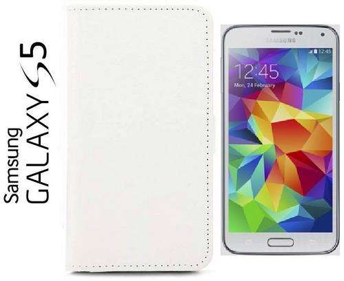 ** SAMSUNG GALAXY S5 FLIP WALLET CASE / COVER - WHITE **