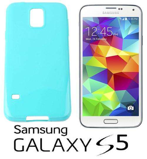 ** SAMSUNG GALAXY S5 GEL RUBBER SKIN CASE / COVER - BLUE **