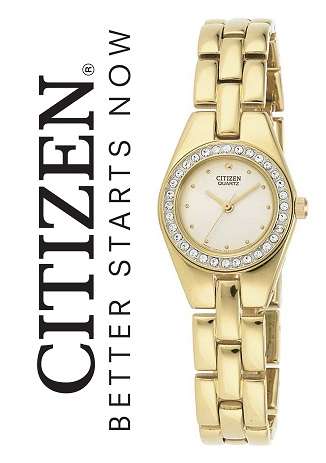 CITIZEN LADIES WATCH WITH CHAMPAGNE DIAL AND SWAROVSKI CRYSTALS   **VALUE: R2600.00**