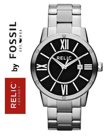 RELIC (BY FOSSIL) BLACK DIAL STAINLESS STEEL WATCH **VALUE: R2600.00**
