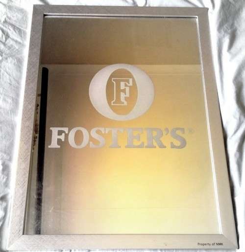 ** R1 CLEARANCE SALE ** LARGE FOSTERS BAR MIRROR (645 x 470 mm)