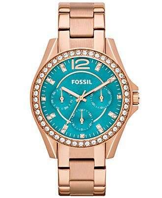 PLS READ DESCRIPTION - FOSSIL RILEY CRYSTAL BEZEL ROSE GOLD LADIES WATCH- 38mm ( ES3385)