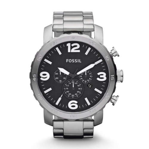 PLS READ DESCRIPTION - FOSSIL NATE STAINLESS STEEL CHRONOGRAPH WATCH - 50mm (JR1353)