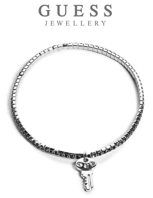 GUESS CRYSTAL LINED STRETCH BRACELET WITH GUESS KEY CHARM **RETAIL VALUE: R1100.00**