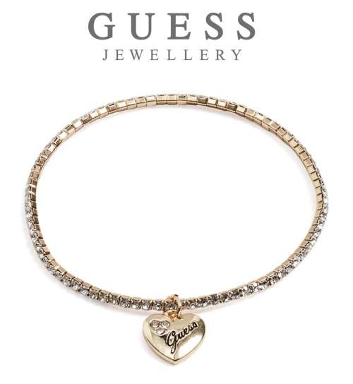 GUESS CRYSTAL LINED STRETCH BRACELET WITH HEART PENDANT **RETAIL VALUE: R1100.00**