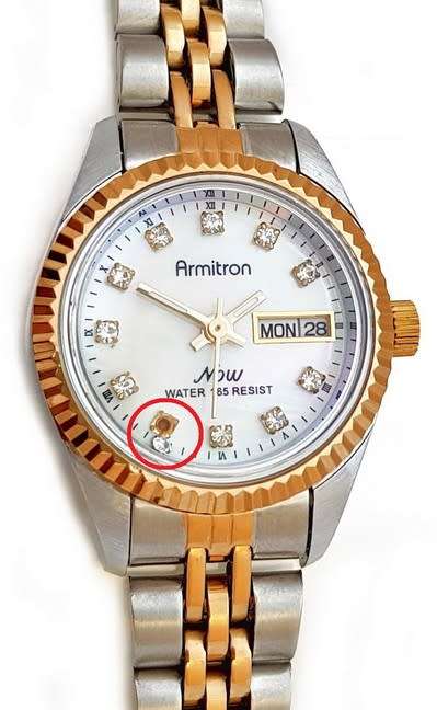 PLS READ DESCRIPTION - ARMITRON LADIES SWAROVSKI CRYSTAL MOTHER OF PEARL DIAL WATCH - 24mm (75/2475)