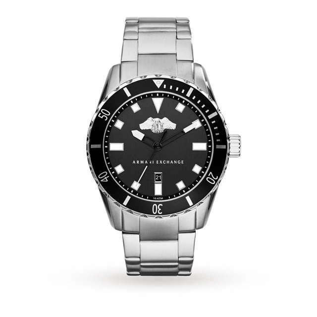 ARMANI EXCHANGE AX1709 BLACK FACE STAINLESS STEEL QUARTZ MEN WATCH