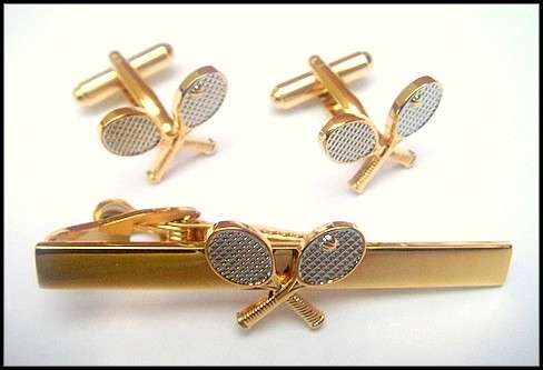 ** TENNIS TIE-CLIP AND CUFFLINK SET **