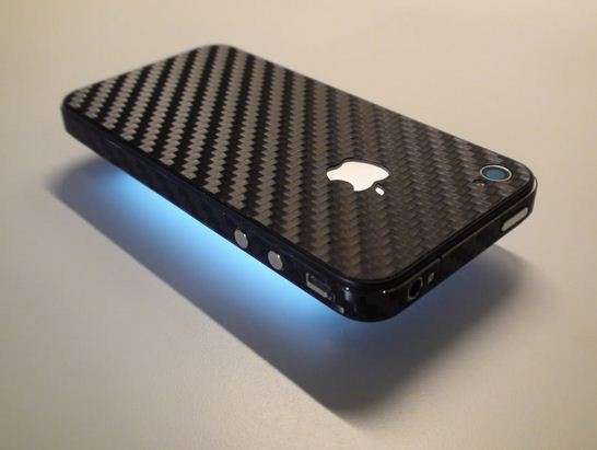 ** CARBON FIBRE WRAP / SKIN FOR iPHONE 4 - BLACK **