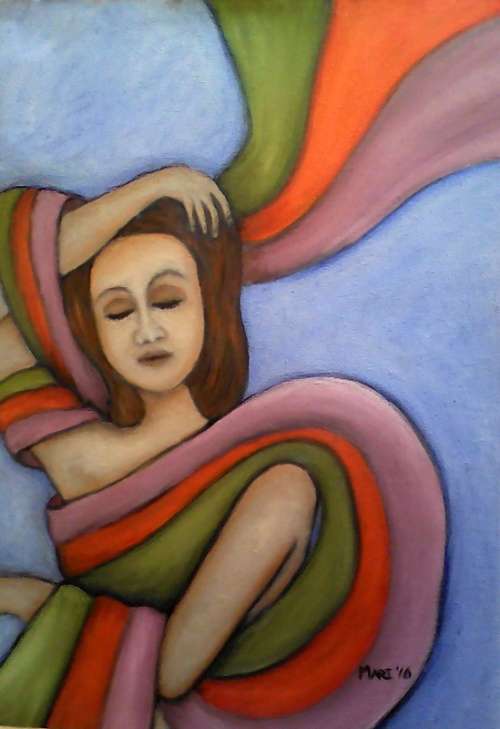 Original Oil "Aura Energy 3"  by Mari Mackie on 300x400mm