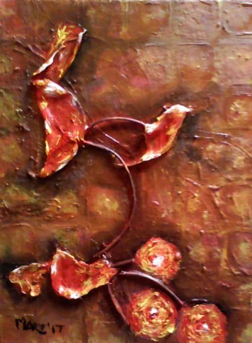 Colourful Textured Abstract - "Red Abstract" Original Mari Mackie Oil