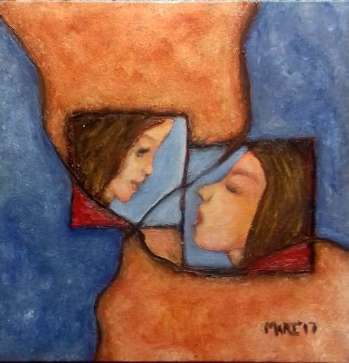 Original Oil "Mother and Daughter" by Mari Mackie