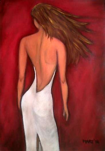 Mari Mackie Original - Woman in White Dress 1 - 280 X 400mm