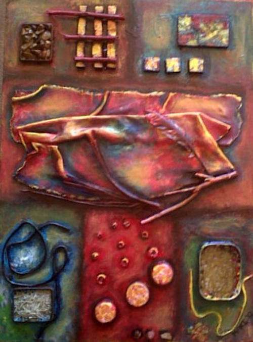 STUNNING!!!! Recycle Abstract - Earth, Water & - SA Artist Mari Mackie Original - 360mm X 500mm