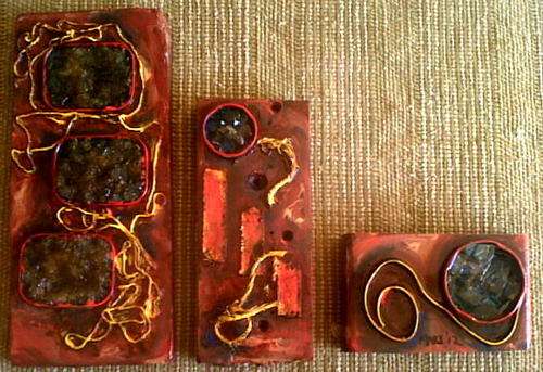 Recycle Abstract - Autumn Blues - SA Artist Mari Mackie Original - 3 Piece
