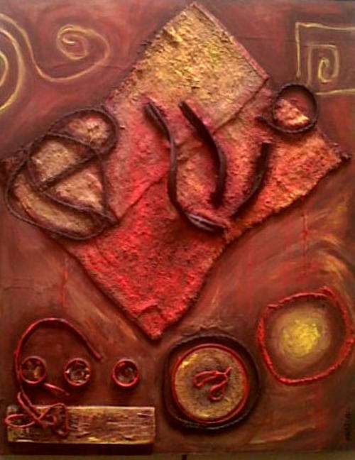 Recycle Abstract - Fire - SA Artist Mari Mackie Original - 320X600mm