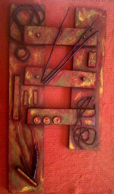 GO GREEN - Recycle Abstract - Orange Gate - SA Artist Mari Mackie