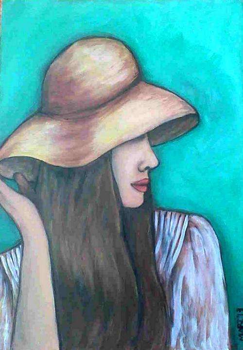 Margaret - Green background - Original Mari Mackie - 300 X 420mm