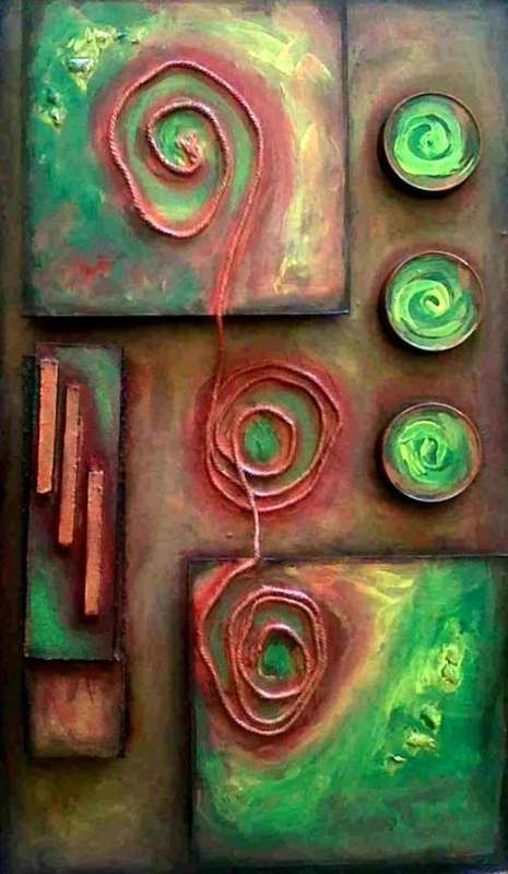 GO GREEN - Recycle Abstract - Green and Orange - SA Artist Mari Mackie