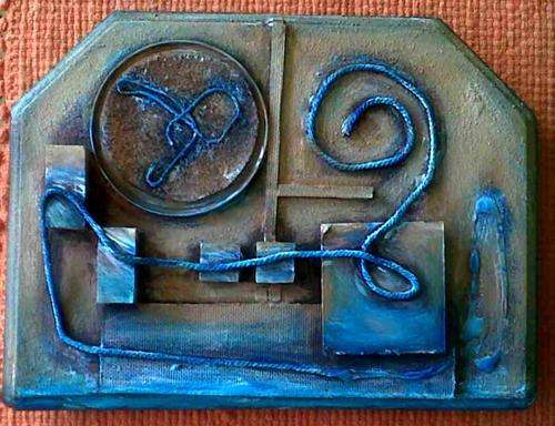 GO GREEN - Recycle Abstract - Brown and Blue - SA Artist Mari Mackie