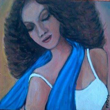 50 Shades of Blue, Blue Scarf 2 - Original Mari Mackie - 290X290mm