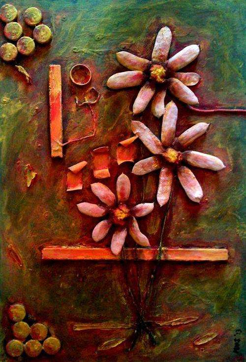 GO GREEN - Spring is in the Air - Recycle Abstract - SA Artist Mari Mackie