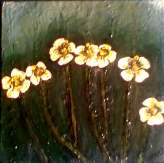 SOMMER NET BLOMME - ORIGINAL ART BY MARI MACKIE,wooden canvas,ready to hang, 21cmX 21cm, R120.00.