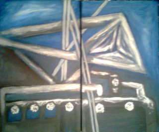 Modern House Abstract - SA Artist Mari Mackie Original - 250mm X 420mm X 2