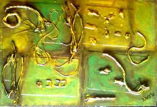Save our world Recycle Abstract Green - SA Artist Mari Mackie Original - 200mmX300mm